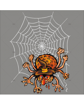 Sticker-halloween-araignée-dans-sa-toile-31-octobre-vitrophanie-décoration-vitrine-halloween-électrostatique-sans-colle-repositionnable-réutilisable-DECO-VITRES