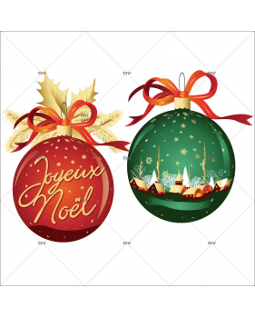 Sticker-boules-de-noël-géantes-texte-joyeux-noël-rouge-vert-vitrophanie-décoration-vitrine-noël-électrostatique-sans-colle-repositionnable-réutilisable-DECO-VITRES