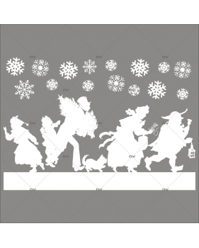 Sticker-frise-de-personnages-shopping-de-noël-silhouettes-cristaux-blanc-vitrophanie-décoration-vitrine-noël-électrostatique-sans-colle-repositionnable-réutilisable-DECO-VITRES