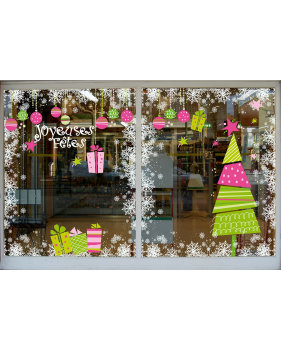 Sticker-frises-suspensions-boules-de-noël-paquets-cadeaux-thème-girly-vitrophanie-décoration-vitrine-noël-électrostatique-sans-colle-repositionnable-réutilisable-DECO-VITRES