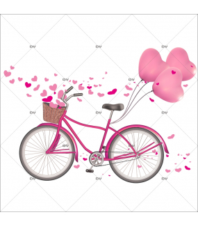 Sticker mural Fille, Vélo et Fleurs de Cerisier - Déco Chambre
