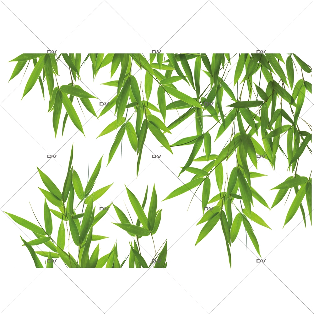 2 stickers de vitre feuilles de bambou 40 x 30 cm