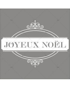 Sticker-médaillon-texte-joyeux-noël-blanc-retro-vitrophanie-décoration-vitrine-noël-électrostatique-sans-colle-repositionnable-réutilisable-DECO-VITRES