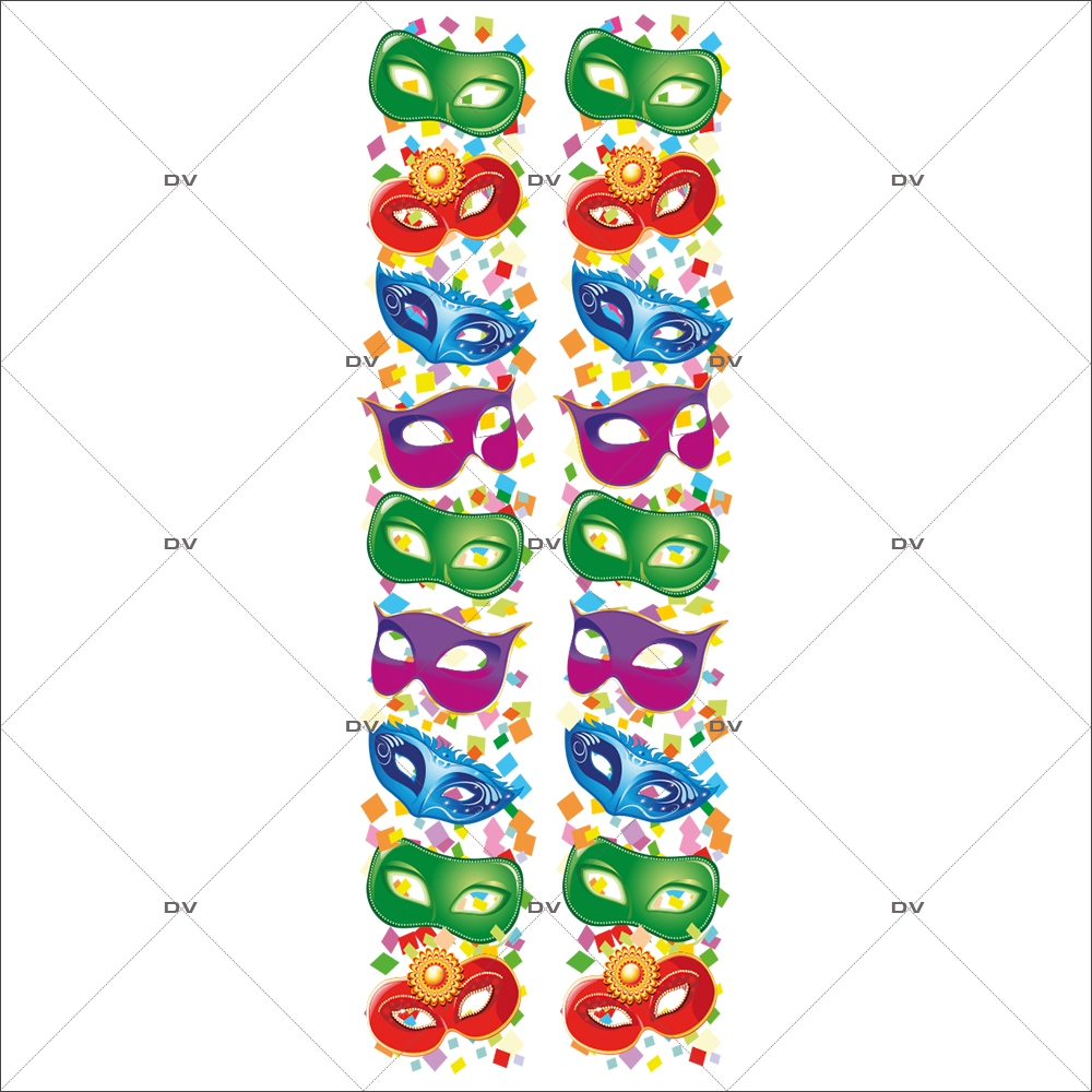 CAR45 - Sticker frises de masques multicolores - DECO-VITRES