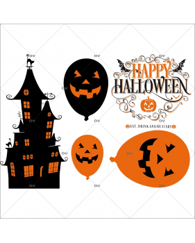 HALL87 - Kit stickers décoration Halloween