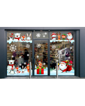 vitrine-noël-ludique-animaux-pere-noel-paysage-neige-electrostatique-vitrophanie-cristaux-neige-stickers-deco-vitres