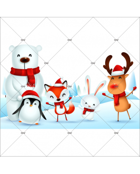 sticker-animaux-noel-pingouin-ours-polaire-renard-oiseau-lapin-paysage-de-neige-vitrine-noel-electrostatique-vitrophanie-sans-colle-DECO-VITRES-LUD4