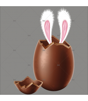 Sticker œuf de Pâques oreilles de lapin -DECO-VITRES- Electrostatique