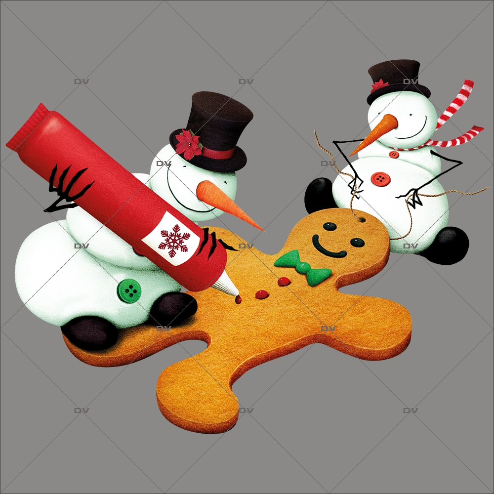Sticker bonshommes de neige Joyeux Noël - DECO-VITRES