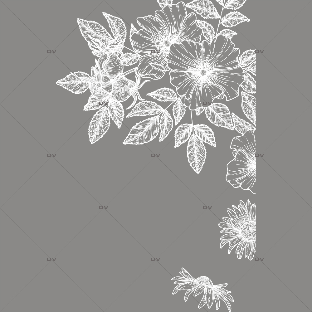 Autocollant miroir fleurs blanches - TenStickers