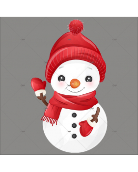 BN16 - Sticker bonhomme de neige bonnet et moufles