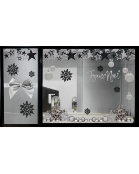 Sticker-frise-noeud-cadeau-argent-petit-à-géant-vitrophanie-décoration-vitrine-noël-électrostatique-sans-colle-repositionnable-réutilisable-DECO-VITRES