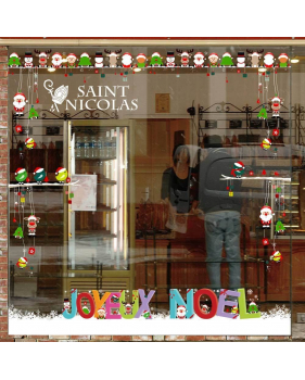 Sticker-banderole-joyeux-noël-sapin-père-noël-lutin-renne-cristaux-vitrophanie-décoration-vitrine-noël-opticien-électrostatique-sans-colle-repositionnable-réutilisable-DECO-VITRES