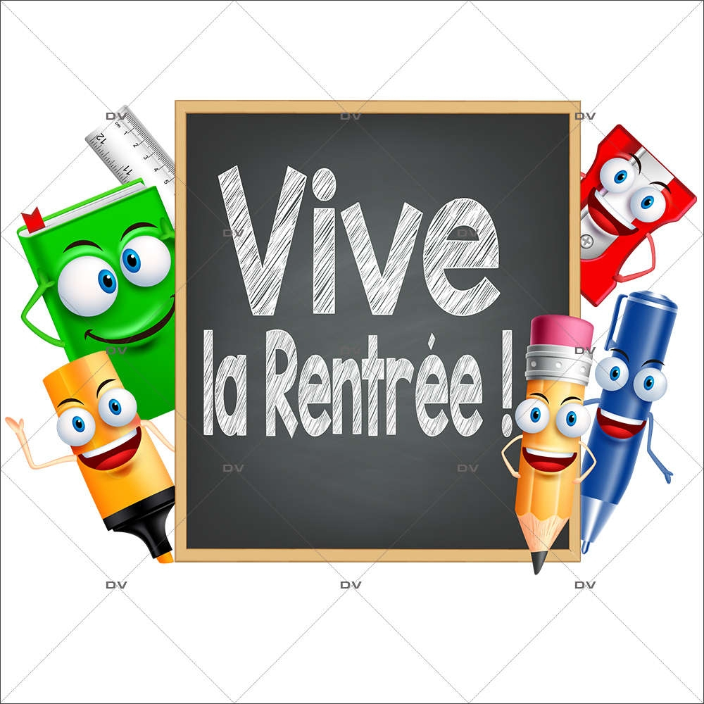 RDC10 - Sticker ardoise Vive la Rentrée - DECO-VITRES - Electrostatique
