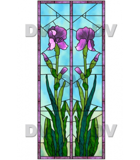 Sticker-vitrail-iris-fleurs-paysage-nature-cadre-retro-vitrophanie-électrostatique-sans-colle-repositionnable-réutilisable-ou-adhésif-décoration-fenêtres-vitres-DECO-VITRES