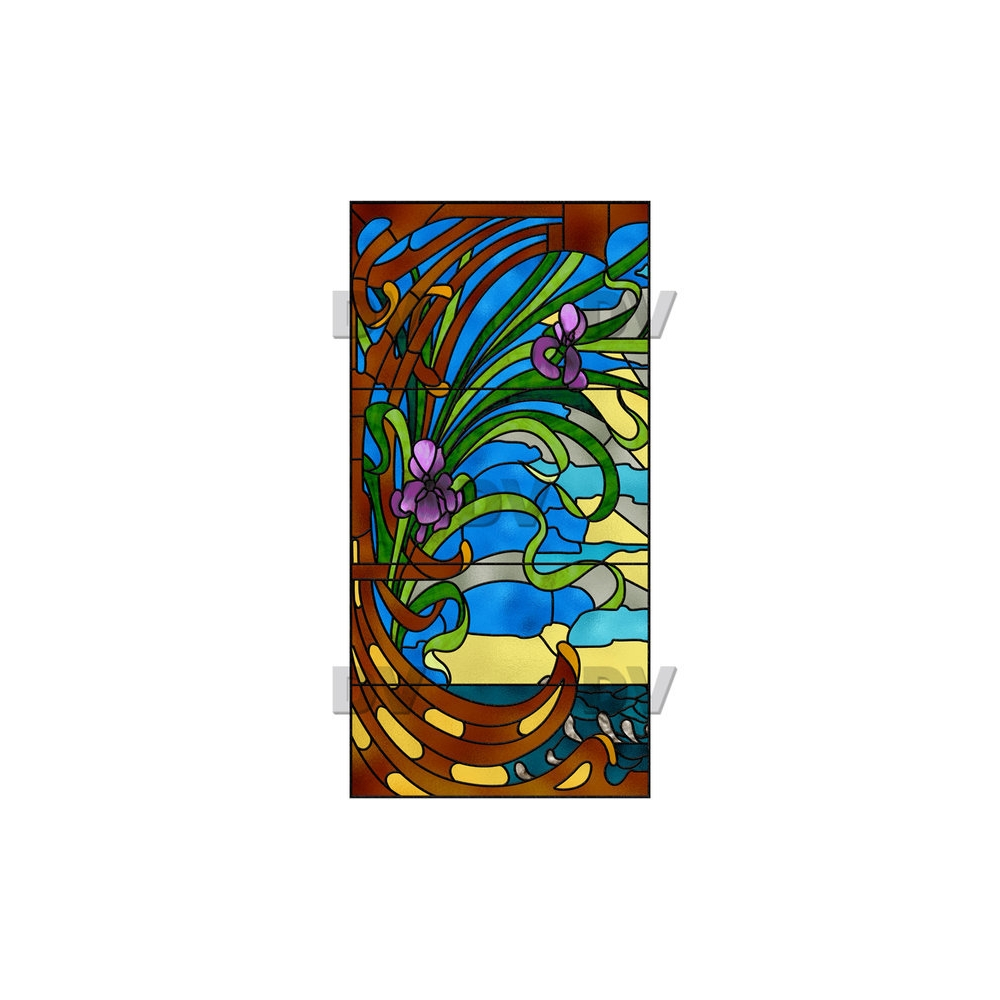 VIT132 - Sticker effet vitrail Art Deco Iris - DECO-VITRES